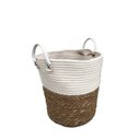 Ver imagem 1 de Cesto Cachepô de Palha Natural Seagrass Algodão com alça G Lili Casa Único