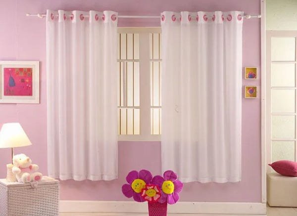 CORTINA DE VOIL COM FORRO DUALTEX INFANTIL TALITA BRANCA 380x270 CM PARA QUARTO