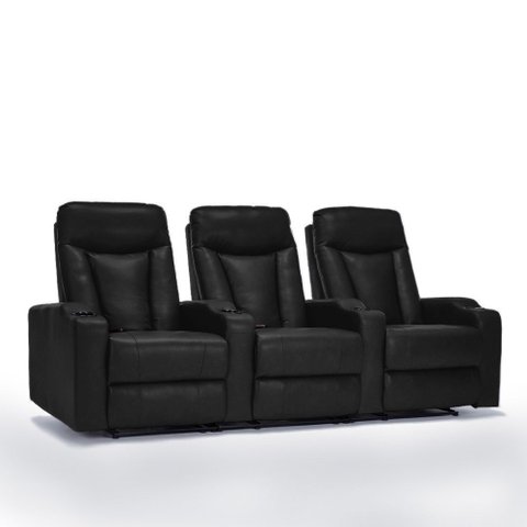 Poltrona 3 Lugares Sala de Estar e Cinema Califórnia Porta Copos Reclinável Manual Pu G94 - Gran Bel