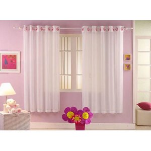 CORTINA DE VOIL COM FORRO DUALTEX INFANTIL TALITA MARFIM 280x180 CM PARA QUARTO