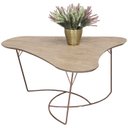 Ver imagem 1 de Mesa De Centro Boomerang Madeira Amendoa Base Metal Cobre Nacc