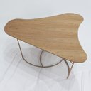 Ver imagem 2 de Mesa De Centro Boomerang Madeira Amendoa Base Metal Cobre Nacc