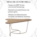 Ver imagem 3 de Mesa De Centro Boomerang Madeira Amendoa Base Metal Cobre Nacc
