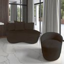 Ver imagem 1 de Kit Namoradeira + Poltrona Yara Orgânica Suede Marrom