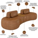 Ver imagem 4 de Sofá 4 Lugares Orgânico para Sala Living com Puff 302cm Vasti M03 Couríssimo Whisky - Lyam Decor