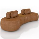 Ver imagem 1 de Sofá 4 Lugares Orgânico para Sala Living com Puff 302cm Vasti M03 Couríssimo Whisky - Lyam Decor