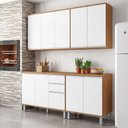 Ver imagem 2 de Cozinha Completa Modulada 4 Peças 10 Portas 2 Gavetas Nina Amêndo/Branco