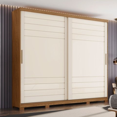 Guarda Roupa Casal Cayman 100 Mdf 2 Portas Deslizantes com Acabamento Soft 6 Gavetas e Pes em Abs