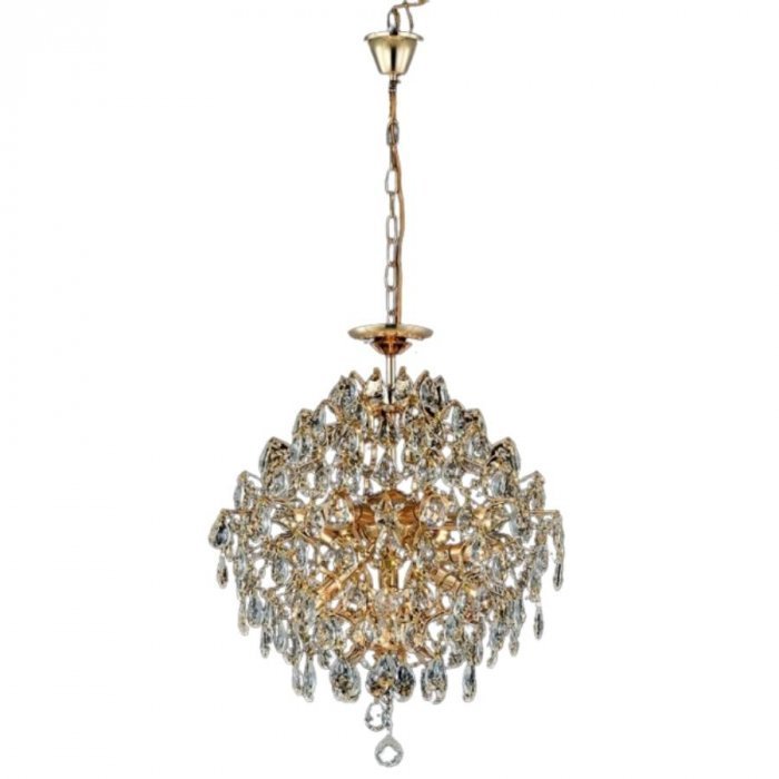 Lustre Pendente Cristal Bivolt Ø42cm Metal Dourado 6xe14 - Sindora Iluminação Dcd00413