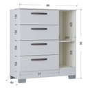 Ver imagem 6 de Cômoda 868 4 Gavetas e 1 Porta com Guarda Roupa Solteiro Milão 4 Portas Branco Brilho - Poquema