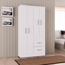 Ver imagem 4 de Cômoda 868 4 Gavetas e 1 Porta com Guarda Roupa Solteiro Milão 4 Portas Branco Brilho - Poquema