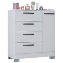 Ver imagem 3 de Cômoda 868 4 Gavetas e 1 Porta com Guarda Roupa Solteiro Milão 4 Portas Branco Brilho - Poquema