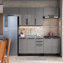 Ver imagem 1 de Cozinha Completa Modulada Mônaco 9 Portas 3 Gavetas MDF-MDP 280cm Chumbo-Titânio
