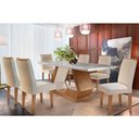 Ver imagem 1 de Sala de Jantar Completa Vidro 180cm + 6 Cadeiras Lunara Imbuia Veludo Creme