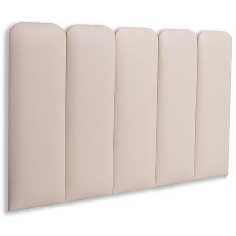 Cabeceira Solteiro Kit 5 Placas Modelo Arredondada - Courino Marfim / Off White