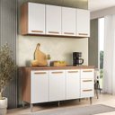 Ver imagem 1 de Balcão Cozinha Joia 1.50m Luxo + Aereo Madeirado/Branco