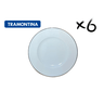 Conjunto 6 Prato Raso Tramontina Filete Ouro Dourado Porcelana Branca - 7