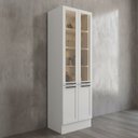Ver imagem 1 de Cristaleira Sala de Jantar com Vidro 4 Portas e Iluminação LED 70cm TM4318 MDF Grazi Branco