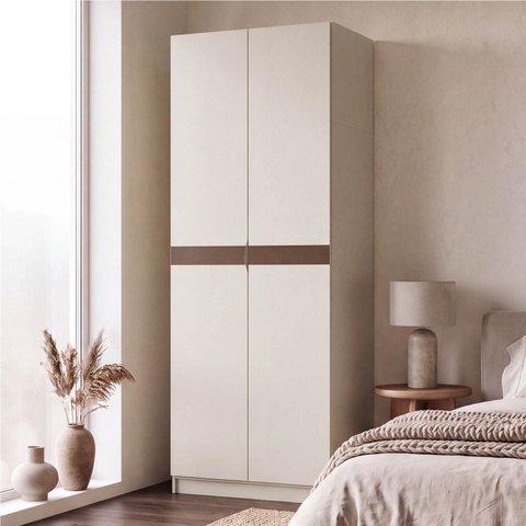 Guarda Roupa Planejado 2 Portas Corino e 2 Gavetas Hera CabeCasa MadeiraOriginals Off White