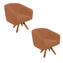 Ver imagem 2 de Poltrona Decorativa Kit 2 Stella Base de Madeira Giratória Mm30 Sintético Pu Whisky D03 - D’Rossi