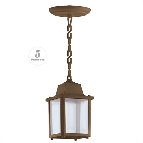 5 Un Luminária Pendente Externo Colonial Marrom Alz15