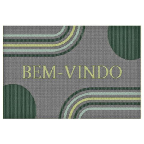 Tapete de Porta Bem-vindo ou Entrada 40 X 60 Cm - Cor Chumbo - Arcos J. Serrano