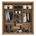 Ver imagem 3 de Guarda Roupa Roupeiro Moema 3 Portas com Espelho 2 Gavetas Amendola Touch Nude Preto Demóbile