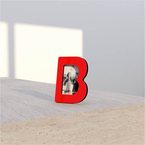 Porta-retrato Quadro Para Decorar Presentear Letras Alfabeto B Vermelho - 1