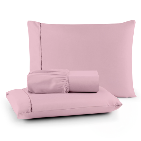 Roupa de Cama Lençol Queen 200 Fios Algodão 3 Peças em Ponto Palito Anti-pilling com Toque Suave Pre