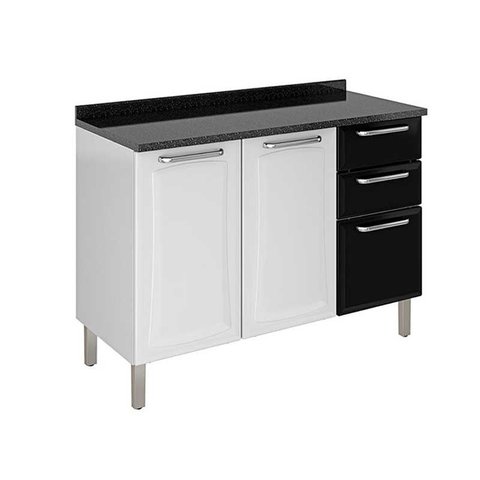 Balcão de Cozinha Ig3g2-120 Társila Itatiaia Branco/preto