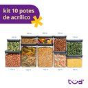 Ver imagem 3 de Kit 10 Potes de Acrílico com Tampa Herméticos Quadrado - Tüd