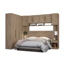 Ver imagem 1 de Quarto Modulado Paris de Casal Nogal Guarda Roupa c/ Painel Cabeceira - Mercado dos Móveis