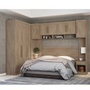 Ver imagem 2 de Quarto Modulado Paris de Casal Nogal Guarda Roupa c/ Painel Cabeceira - Mercado dos Móveis