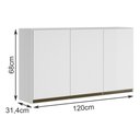 Ver imagem 3 de Armário Aereo 3 Portas 120cm 100% MDF Kali Premium 3042.10 Branco Nicioli