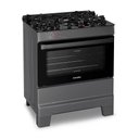 Ver imagem 1 de Fogão a Gás Mesa de Vidro Forno 84l Esmaltec Ideal Top Glass Titanium 5 Bocas Bivolt