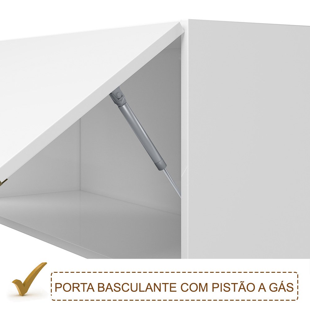 Armário Aereo Basculante 1 Porta 70cm 100% MDF Kali Premium 3050.1 Branco Nicioli - 7