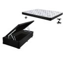 Ver imagem 1 de Cama Box Baú Solteiro Conforto Sintético Preto + Colchão Solteiro Conforto Espuma D33 26x88x188