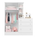 Ver imagem 3 de Guarda Roupa com Cômoda Doce Sonho 4070 Branco Brilho – Qmovi