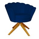 Ver imagem 1 de Poltrona Decorativa Pétala Pés Madeira Giratório Suede Azul Marinho - DS Estofados