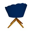 Ver imagem 4 de Poltrona Decorativa Pétala Pés Madeira Giratório Suede Azul Marinho - DS Estofados