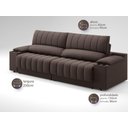 Ver imagem 3 de Sofá com Porta Copos Carregador USB Ret Rec Murano 2,50m Velosuede Chocolate - NETSOFAS