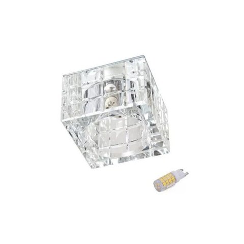 Kit 8 Spot Cristal Embutir 7cm Lavabo Hall Ac974 + Led 3w Branco Frio