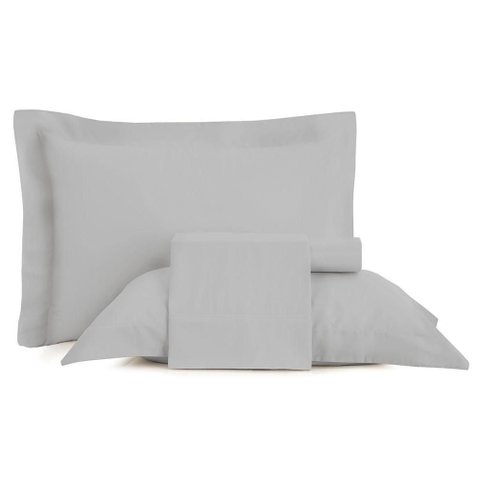 Jogo de Cama Casal Altenburg Cetim 300 Fios Cinza