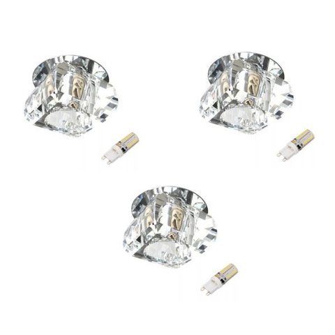 Kit 3 Spot Iluminação Cristal Embutido Sanca Ac661 + LED G9 3W Branco Frio