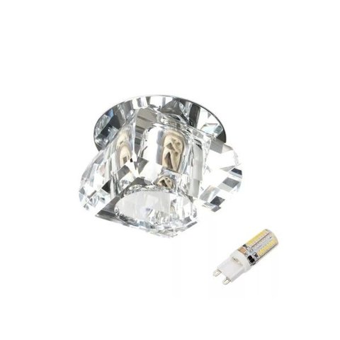 Kit 8 Spot Cristal K9 Gesso Embutir Sala Lavabo Ac661 + LED 3W Branco Frio