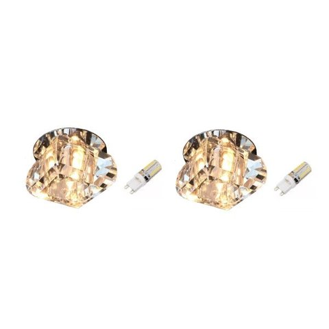 Kit 2 Un. Spot Embutir Cristal K9 Gesso Lavabo Ac661 + LED 3W Branco Quente