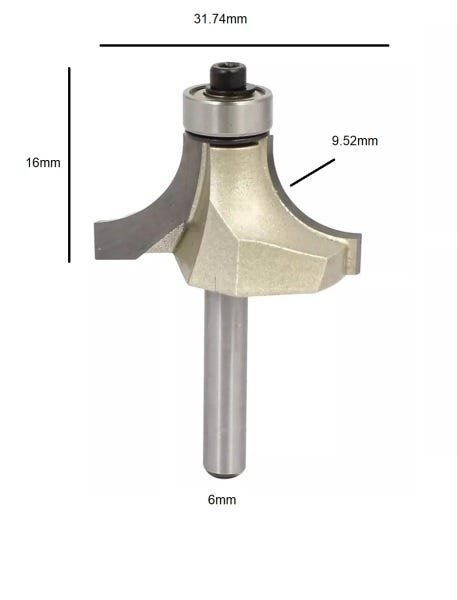 Fresa Quebra Canto / Arredonda Canto com Rolamento 6mm X 3/4 - 4