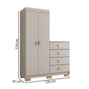 Ver imagem 4 de Cômoda Roupeiro Ingleses 2 Portas 4 Gavetas Fendi - Panorama Móveis