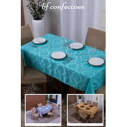 toalha de mesa quadrada 4 lugares tecido jacquard 1,35x1,50:azul royal - 4