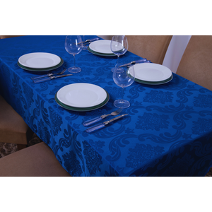 toalha de mesa quadrada 4 lugares tecido jacquard 1,35x1,50:azul royal